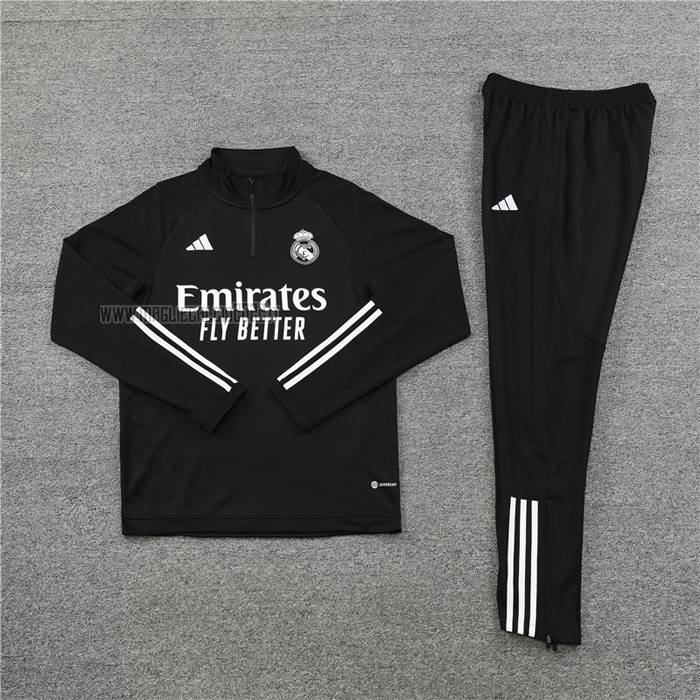 Tuta da Track de Felpa del Real Madrid Bambino 2023-2024 Nero